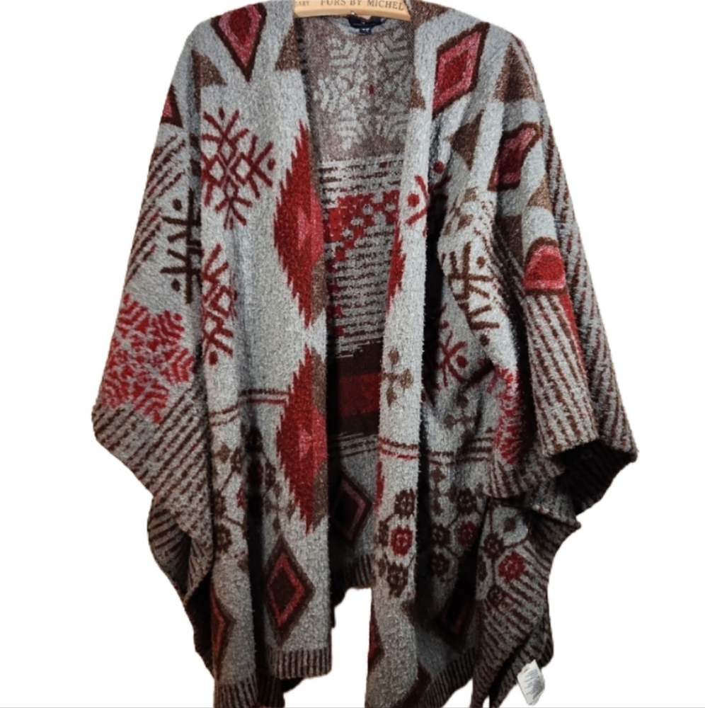 ONE‎ size American eagle blanket shawl winter colors warm cozy cabin aztec